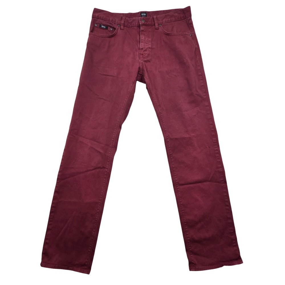 Hugo Boss Maine Regular Fit Stretch Pants Chinos Burgundy Mens 33x32‎